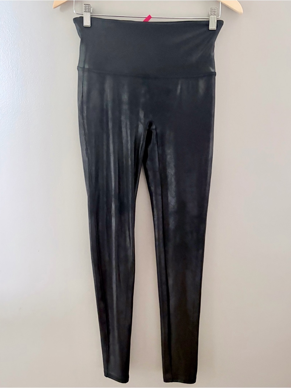 Spanx Faux Leather Leggings Black High Waisted Shaping Pants Size Large
